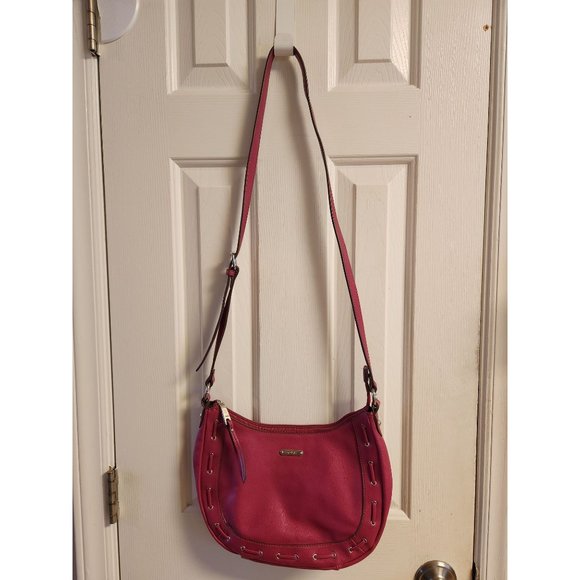 Chaps Hot Pink Fuchsia Shoulder Bag Purse Cross Body Zip Closure Like New - Picture 1 of 8
